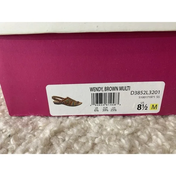 Naturalizer Wendy Brown Sandals Sling Back Tan Leather multicolor Detail Sz. 8.5 - Picture 2 of 3